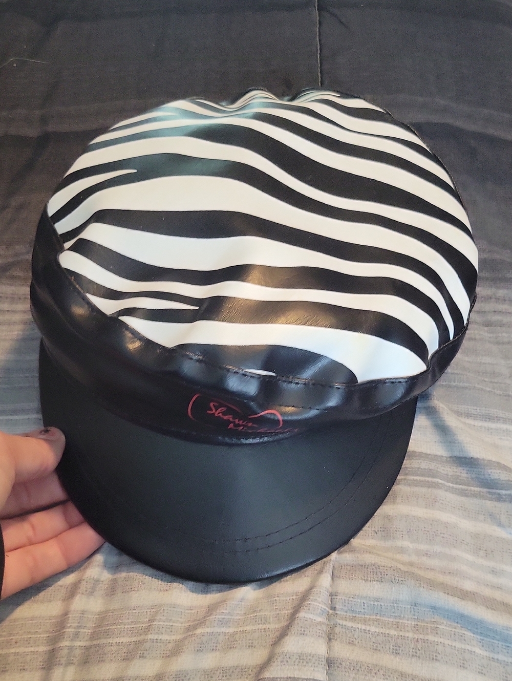 Michaels Zebra-Print Faux Leather Driver Cap - Black & White
